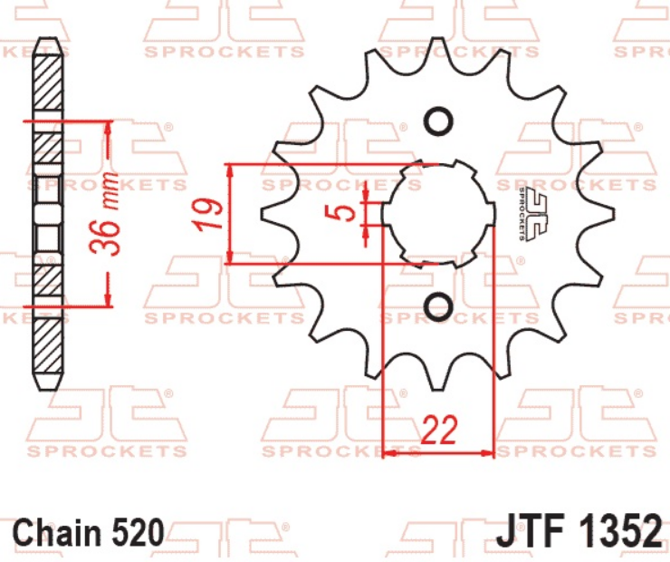 Pinion fata 12 dinti pas lant 520 - ATV Adly / Herchee 300-400 - Honda TRX 300 Sportrax (00-08)