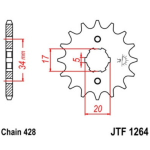 Pinion fata 14 dinti pas lant 428 – Honda CBR 125 R - CBR 125 R4-R9 - Kymco Quannon (06-07) 125cc