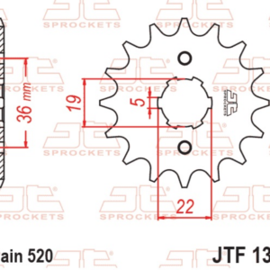 Pinion fata 14 dinti pas lant 520 - ATV Adly / Herchee 300-400 - Honda TRX 300 Sportrax (00-08)