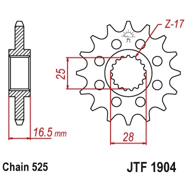 Pinion fata 17 dinti pas lant 525 - KTM Adventure - Super Adventure 950-1290 - Supermoto 950-990 - Super Adventure 1290