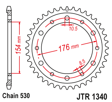 Pinion spate 43 dinti pas lant 530 - Honda VRR 750 F (90-97) - VFR 800 (90-13) - CB 1000 R (08-16)