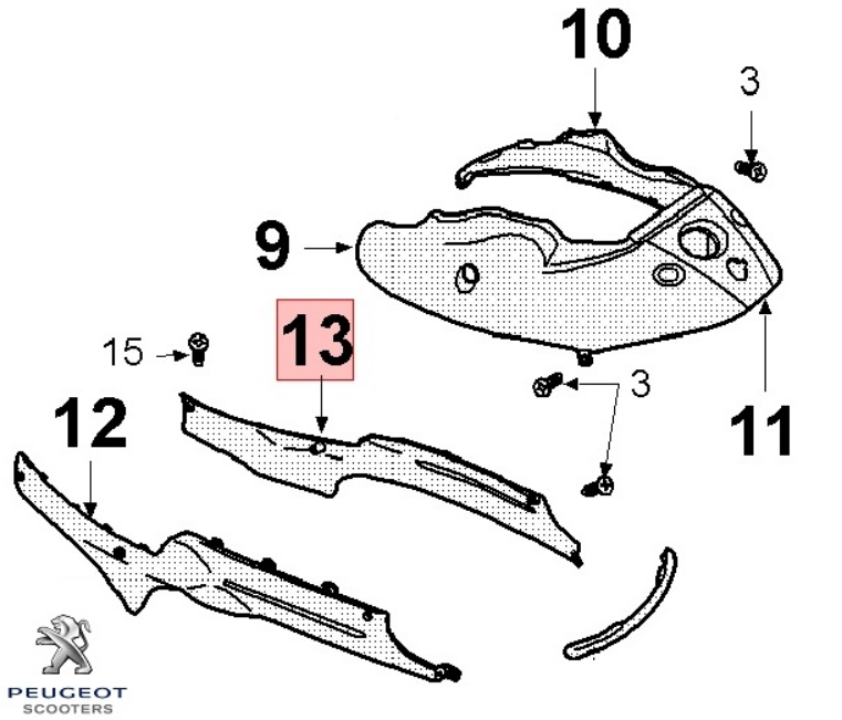 Carena laterala inferioara dreapta rosie originala Peugeot Vclic – Vclic Evolution 4T 50cc