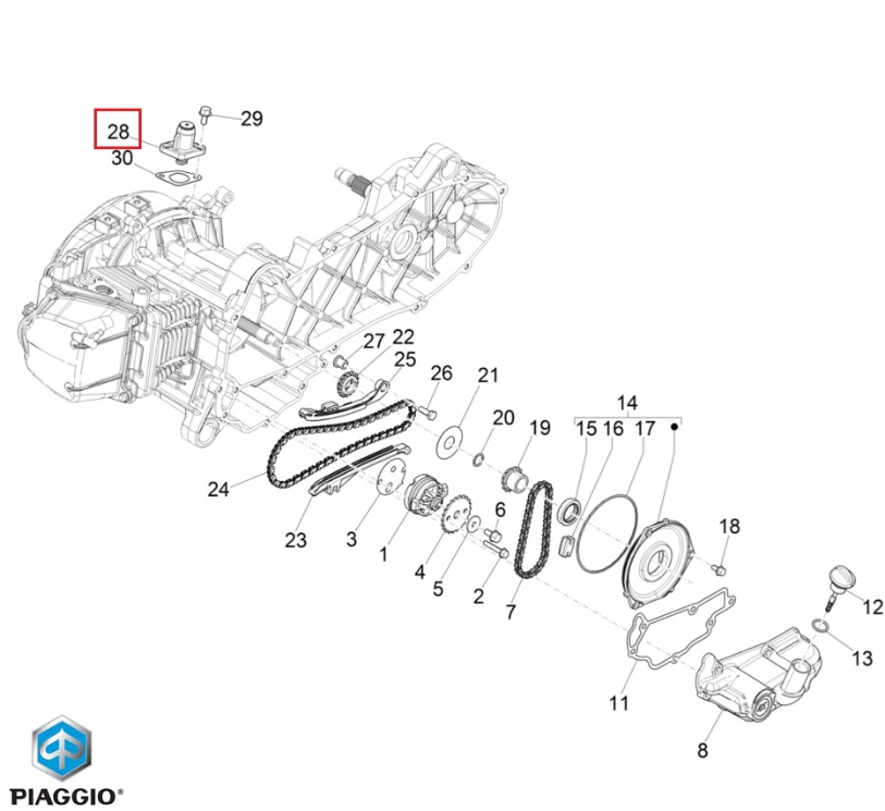 Intinzator lant distributie original Piaggio Liberty iGet (17-19) - Typhoon (12-22) - Zip (18-20) - Vespa Primavera Mickey Mouse (23) 4T AC 50cc