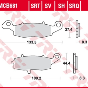 Set placute frana fata dreapta TRW MCB681SV - Kawasaki ER-6 - KL - KLE 650 - Z 750 - VN 900 - Suzuki GSF Bandit - DL 650