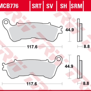 Set placute frana fata TRW MCB776 - Honda Forza - Jazz - SH 250-300 - Hornet 600 - VFR 800 - Varadero 1000 - Suzuki Burgman - Sixteen 125-250cc