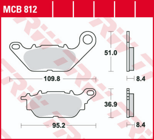 Set placute frana fata TRW MCB812 - Voge SR1 125 (23-25) - Yamaha GPD 125-155 NMax (15-24) - MWS 125 Tricity (17-26) - YBR 125 (07-16)