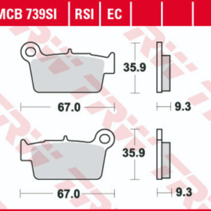 Set placute frana spate TRW MCB739EC - Beta RR Enduro - Gas Gas EC - Kawasaki KX-F - Sherco - Suzuki RM-Z - Yamaha WR - YZ