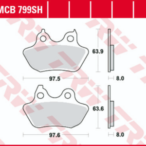 Set placute frana spate TRW MCB799SH - Harley Davidson Fat Boy - Road King - Softail Custom 1450-1584-1600-1800cc