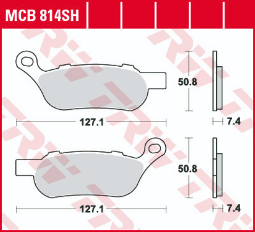 Set placute frana spate TRW MCB814SH - Harley Davidson Fat Boy - Soft Deluxe - Dyna Super Glide - Fat Bob 1584cc