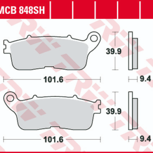 Set placute frana spate TRW MCB848SH - Honda VFR 1200 FD DCT ABS (10-16) - VFR 1200 X Crosstourer (12-20)