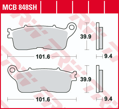 Set placute frana spate TRW MCB848SH - Honda VFR 1200 FD DCT ABS (10-16) - VFR 1200 X Crosstourer (12-20)