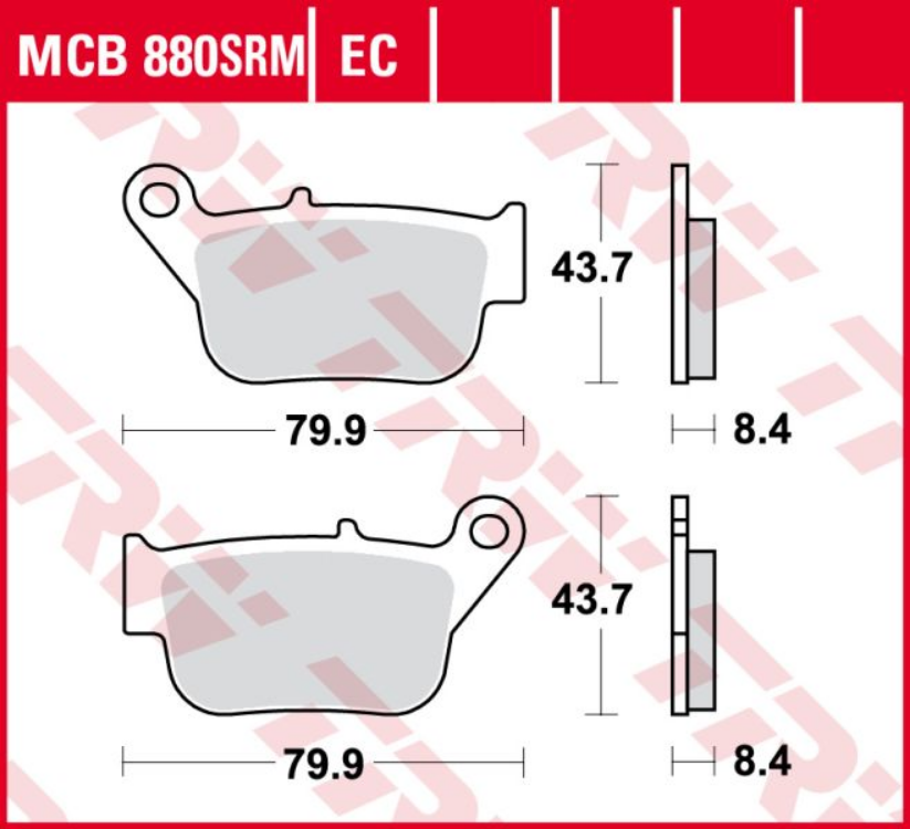 Set placute frana spate TRW MCB880EC - Yamaha YP 250 R X-Max (14-16) 4T LC 250cc