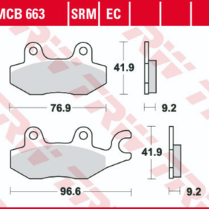 Set placute frana TRW MCB663 - Kymco Agility - Bet&Win - Dink - Super 9 - Yager - Grand Dink - Movie - Sym Joyride 50-300cc