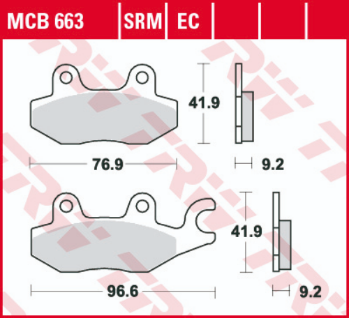 Set placute frana TRW MCB663 - Kymco Agility - Bet&Win - Dink - Super 9 - Yager - Grand Dink - Movie - Sym Joyride 50-300cc