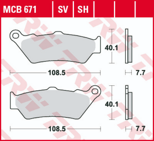 Set placute frana TRW MCB671SH - Aprilia ETV - Pegaso - BMW C1 - F650 - Ducati Monster - Honda CB - NT - Yamaha DT125 - XT660