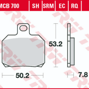 Set placute frana TRW MCB7800 - Yamaha Majesty - Maxter 125-180cc - MBK Skyliner 125-180cc - Piaggio X8 - X9 - Beverly 125-500cc