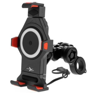 Suport telefon cu incarcator USB R17W anti vibratii 4 RIDE (ghidon 12-30mm, 15W, culoare negru/portocaliu)