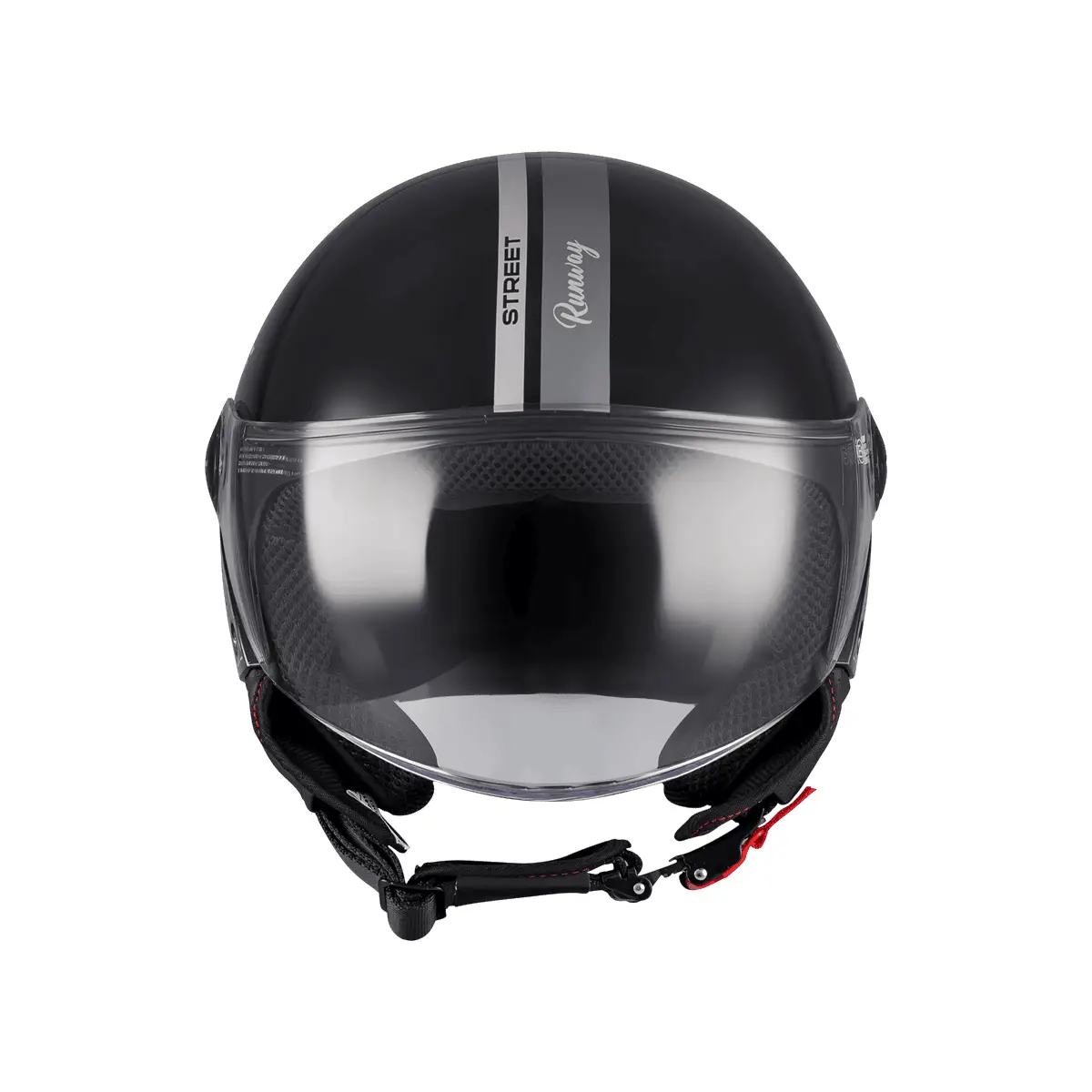 Casca open face motociclete MT Street S Runway B2 negru/gri lucios – omologare noua ECE 22.06 – tip viziera: MT-V-15B M (57/58cm)