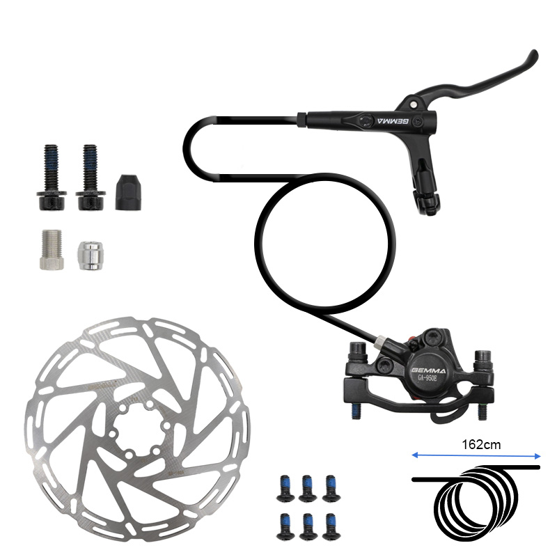 Kit frana hidraulica spate bicicleta, etrier cu 4 pistoane, maneta 1,62 m, disc de 180 mm