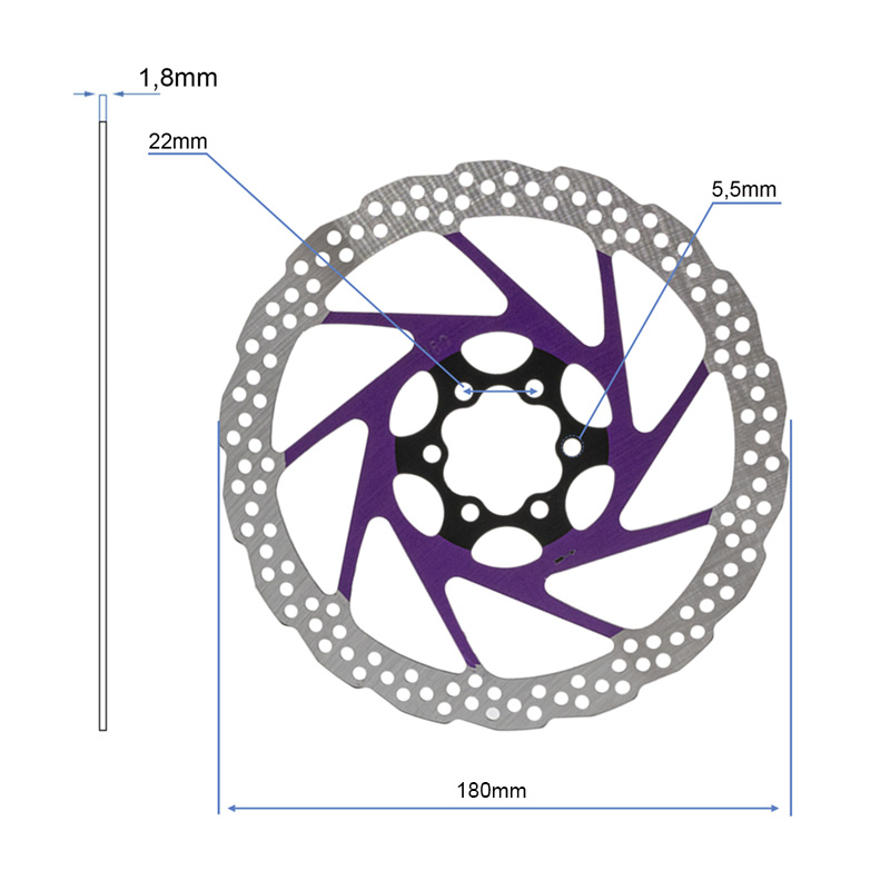 Disc frana trotineta electrica V2 6H 180mm violet