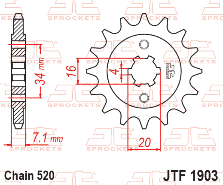 Pinion fata 14 dinti pas lant 520 - Husqvarna Svartpilen - Vitpilen 125 (21-26) - KTM Duke - RC - SMC (11-26) 4T LC 125-200cc