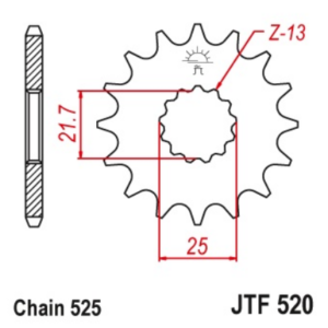 Pinion fata 15 dinti pas lant 525