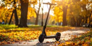 Trotinetă electrică pe un drum de toamnă – cum pregătești trotineta pentru toamnă