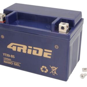 Acumulator Gel/Pornire 4 RIDE 12V 9Ah 145A L+ Fara intretinere 150x86x105mm Pornit YTX9-BS pentru AEON COBRA, OVERLAND; APRILIA AF1, LEONARDO, MOJITO, PEGASO, RED ROSE 25-1000 1982-2019